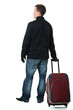 Businessman with a suitcase on a white background.