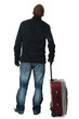 Businessman with a suitcase on a white background.