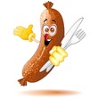 Salsiccia Fumetto Cartoon-Sausage Salami Comics-Wurst-Vector