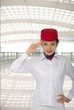 Asian flight attendant in terminal