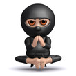 3d Ninja meditates while levitating.