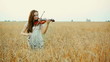 Young girl playing violin over nature Young girl playing violin over nature