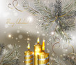 Christmas background with burning candles