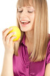 Beautiful woman with apple smiling Beautiful woman with apple smiling