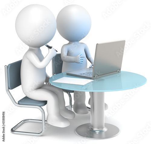 Illustration: 3D little human characters X2 working. Business People series. 3D little human characters X2 working. Business People series.