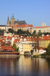 View on the autumn Prague gothic Castle above River Vltava