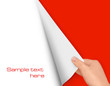 Blank sheet of paper with hand. Background vector.