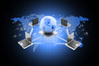 Global Computer Network concept in color background