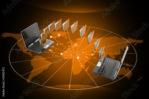Illustration: Data transfering concept in color background Data transfering concept in color background