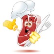 Bistecca Carne Cuoco Cartoon Fumetto-Steak Meat Chef Cook-Vector