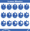 icônes minutes sur chronomètre bleu