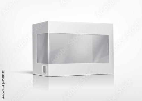 Vector: Cardboard box with a transparent plastic window for new design. Cardboard box with a transparent plastic window for new design.