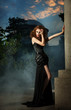 Elegant woman in black dress