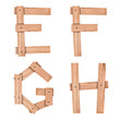 alphabet Letter E,F,G,H from wood board with clipping path alphabet Letter E,F,G,H from wood board with clipping path
