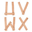 alphabet Letter U,V,W,X from wood board with clipping path alphabet Letter U,V,W,X from wood board with clipping path