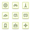 Travel web icons set 2, salad green buttons