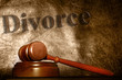 legal gavel and divorce text background
