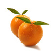 2 oranges fraiches et feuilles