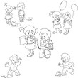 set of children's silhouettes set of children's silhouettes
