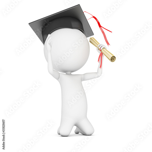 Illustration: 3d rendered illustration of a little white guy - just graduated 3d rendered illustration of a little white guy - just graduated