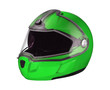 green shiny motorcycle helmet Isolated on white background