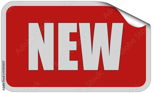 Illustration: Sticker rot eckig curl oben NEW Sticker rot eckig curl oben NEW