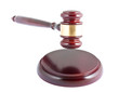 Wooden gavel on white background