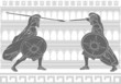 two gladiators. stencil