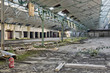 Derelict interior of dilapidated warehouse