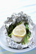 Lieu jaune citronné en papillote