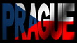 Prague text with fluttering Czech flag animation Prague text with fluttering Czech flag animation