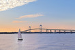 Newport Bridge Twilight Sunset Sailboats Rhode Island USA
