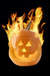 Halloween pumpkin on fire