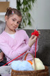 Girl knitting