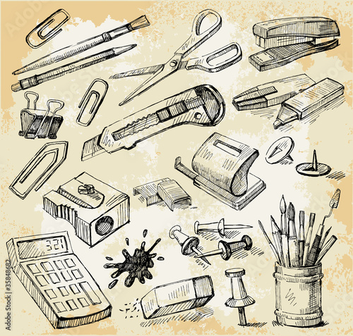 Vektor: Some Office Stuff Hand Drawn Some Office Stuff Hand Drawn