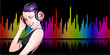 Beautiful girl with headphones listening to music