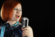 Retro  female singer with microphone