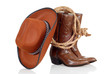 cowboy boots hat and lasso