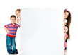 kids beside a white blank