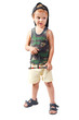 Little cute bully with a slingshot on a white background