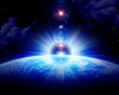 planet earth in space with light