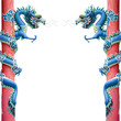 Blue Chinese Dragon Wrapped around red pole