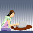 Illustration of business woman in office