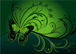 Abstract vector floral composition with butterfly