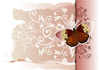 Abstract vector floral composition with butterfly