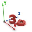 Illustration: Red 3D and Space Coordinate System XYZ Red 3D and Space Coordinate System XYZ