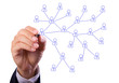 business man hand writing social network on whiteboard business man hand writing social network on whiteboard