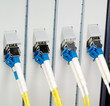 Fiber Optic cables connected to an optic ports