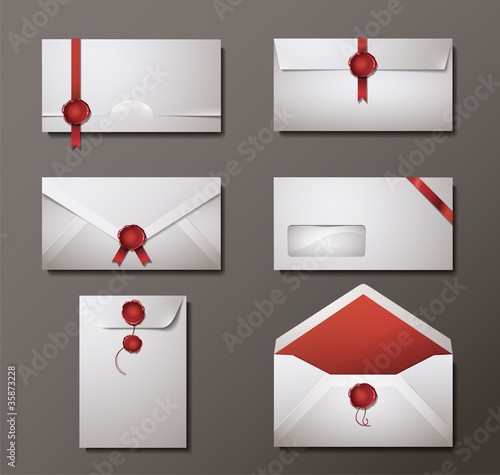 Vektor: Vector set of wax sealed envelopes. Vector set of wax sealed envelopes.