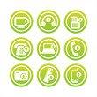 set of 9 green technology with arrows signs